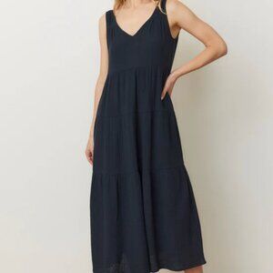 Marine Layer Corinne Double Cloth Maxi Dress, black size, Large